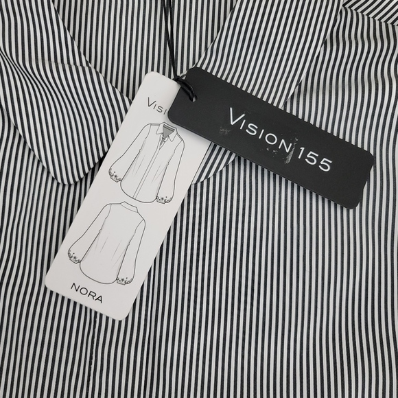 Vision 155 Striped Embroidered Sleeve Top Sz 14 - Picture 7 of 16